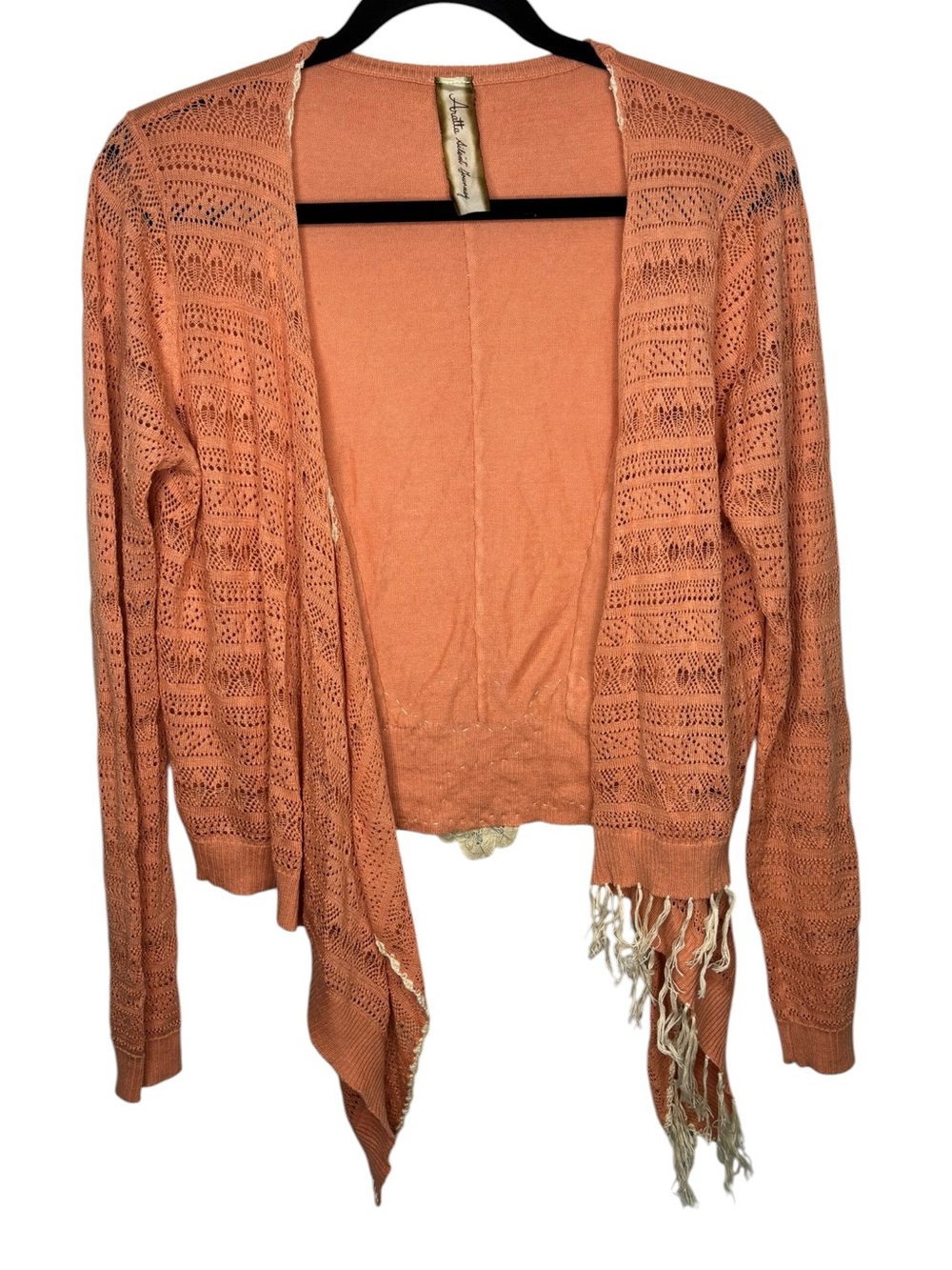 Aratta Silent Journey Women’s Open Front Cardigan Back Flower Appliqué Large